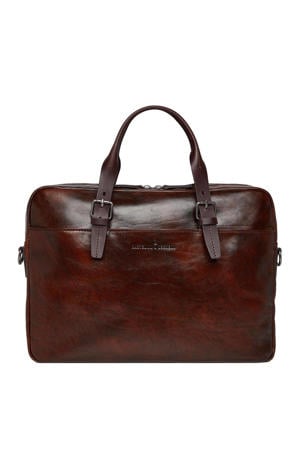 15.6 inch leren laptoptas Rien donkerbruin