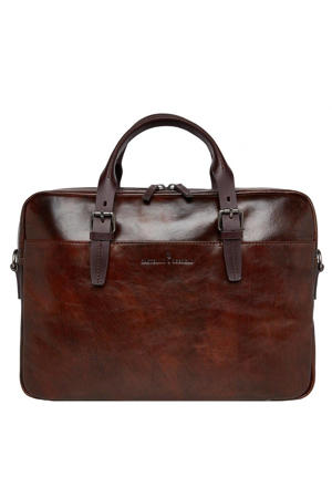 15.6 inch leren laptoptas Rien donkerbruin