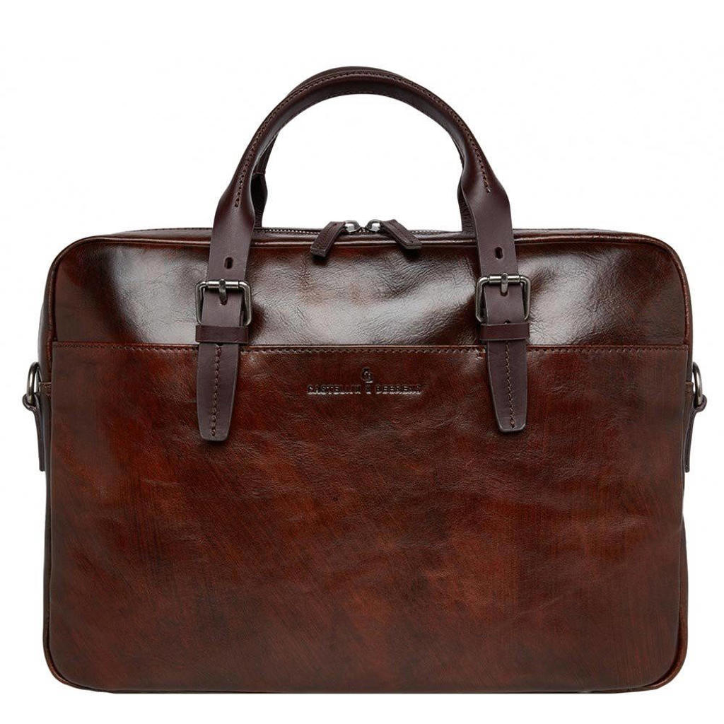 Castelijn & Beerens 15.6 inch leren laptoptas Rien donkerbruin