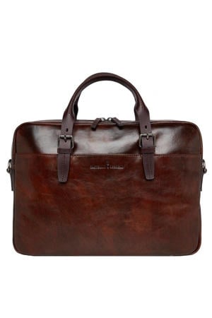 15.6 inch leren laptoptas Rien donkerbruin