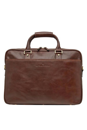 15.6 inch leren laptoptas Verona donkerbruin