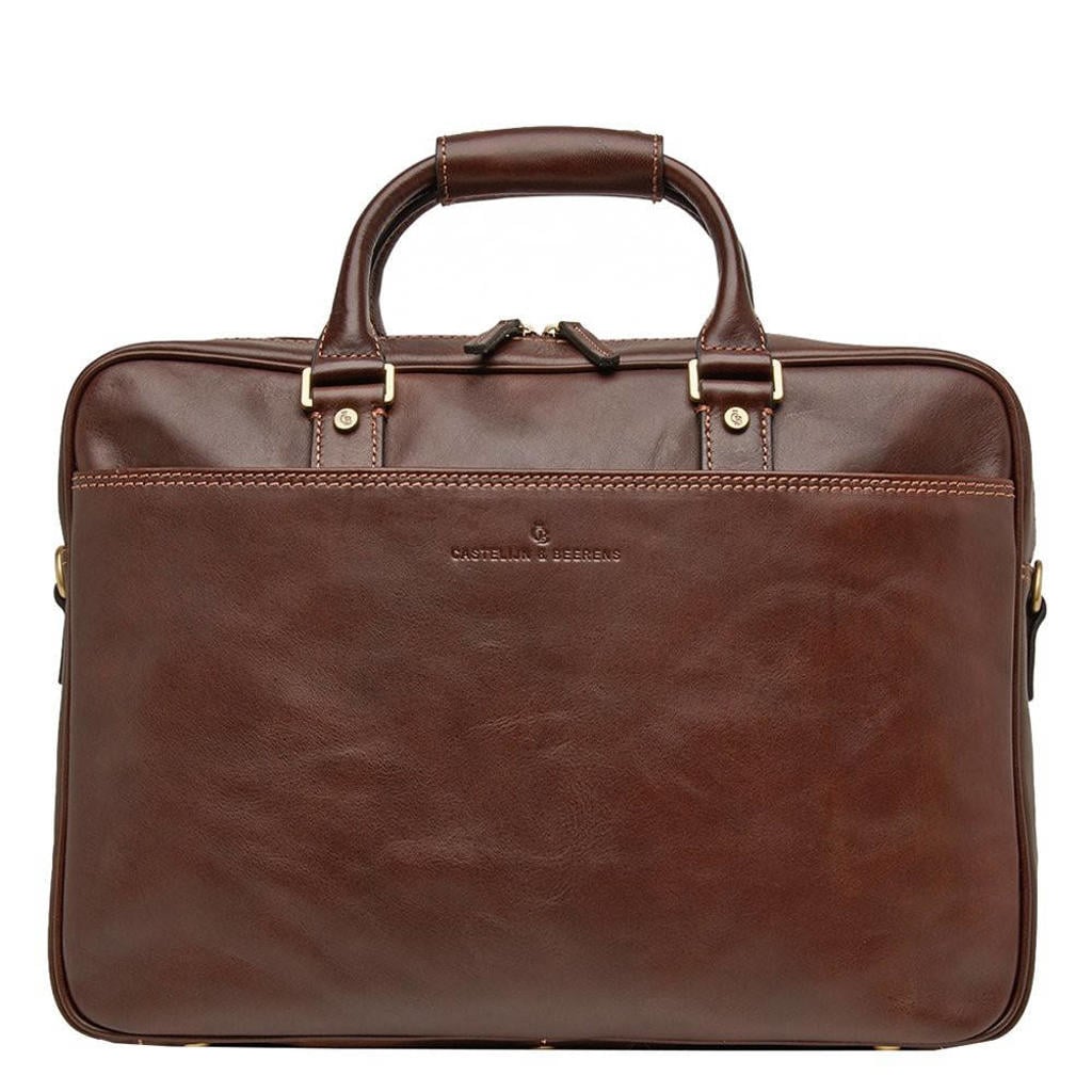 Castelijn & Beerens 15.6 inch leren laptoptas Verona donkerbruin