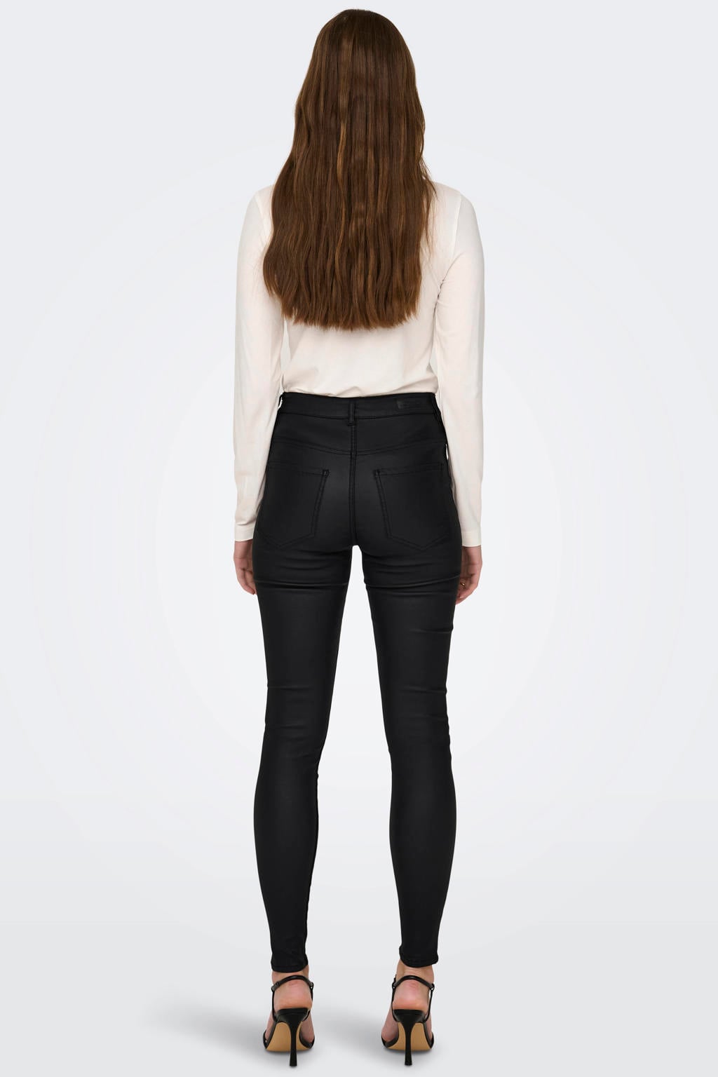 JDY coated high waist skinny broek JDYNEWTHUNDER zwart | wehkamp