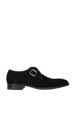 suède gespschoenen zwart