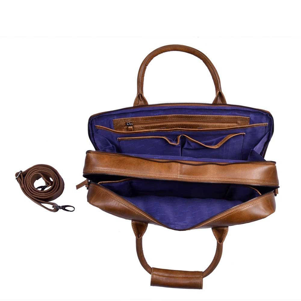 DSTRCT 17 inch laptoptas Fletcher Street cognac wehkamp