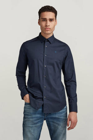 slim fit overhemd marineblauw