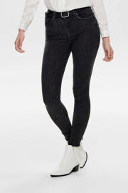 thumbnail: Grijze dames ONLY push-up skinny jeans van stretchdenim met regular waist, rits- en knoopsluiting en effen