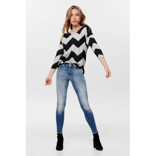 ONLY gestreepte top ONLELCOS zwart/grijs afbeelding