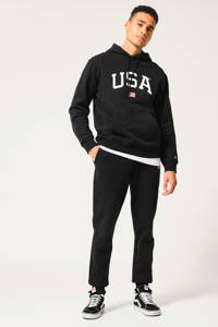 America Today hoodie Shane met tekst zwart, Zwart