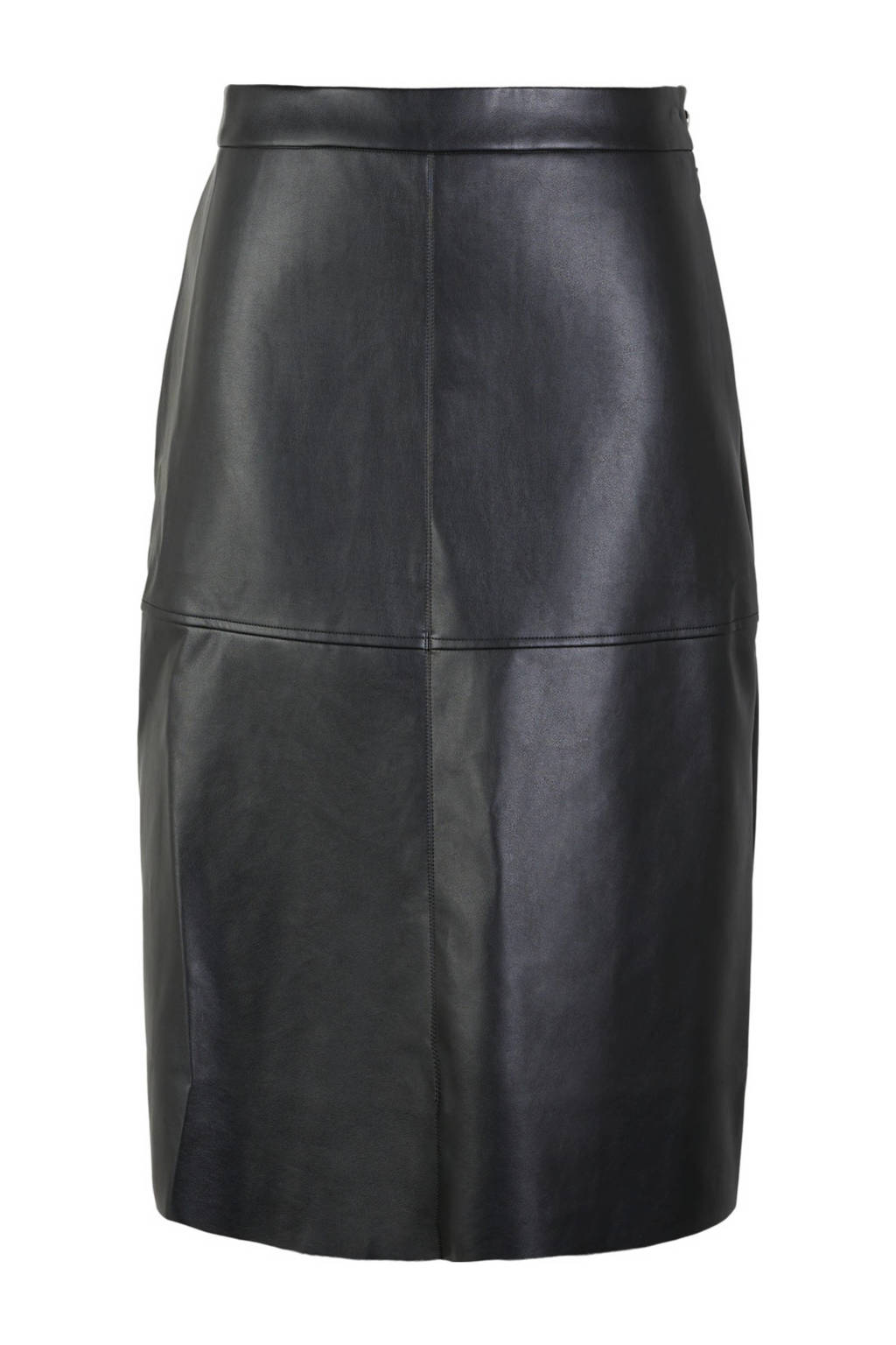 PIECES imitatieleren rok zwart, Zwart