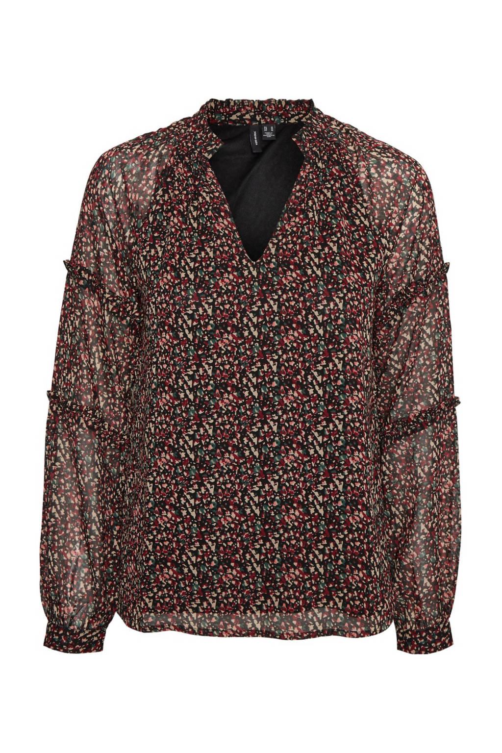 VERO MODA blouse met all over print zwart, Zwart