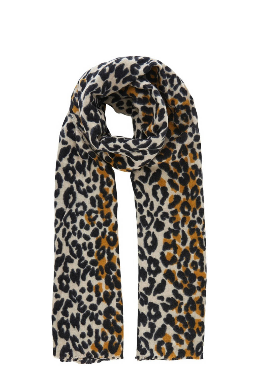PIECES sjaal met panterprint beige, Beige/zwart