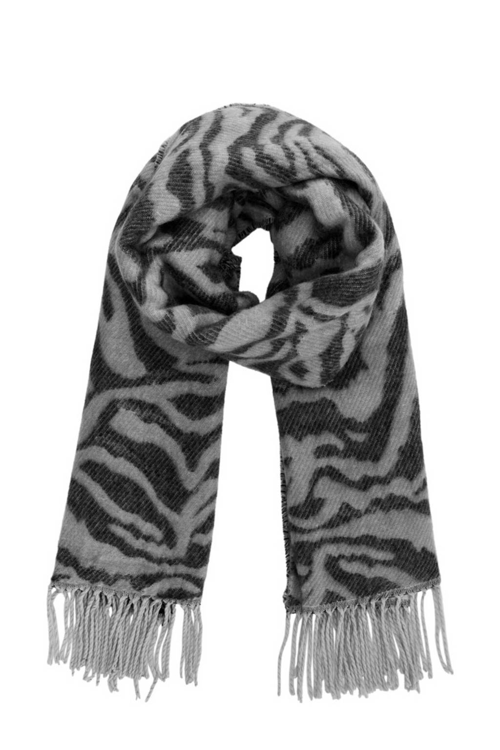 PIECES sjaal met zebraprint grijs, Grijs