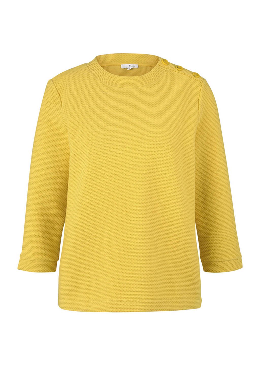 Tom Tailor sweater met textuur geel, Geel