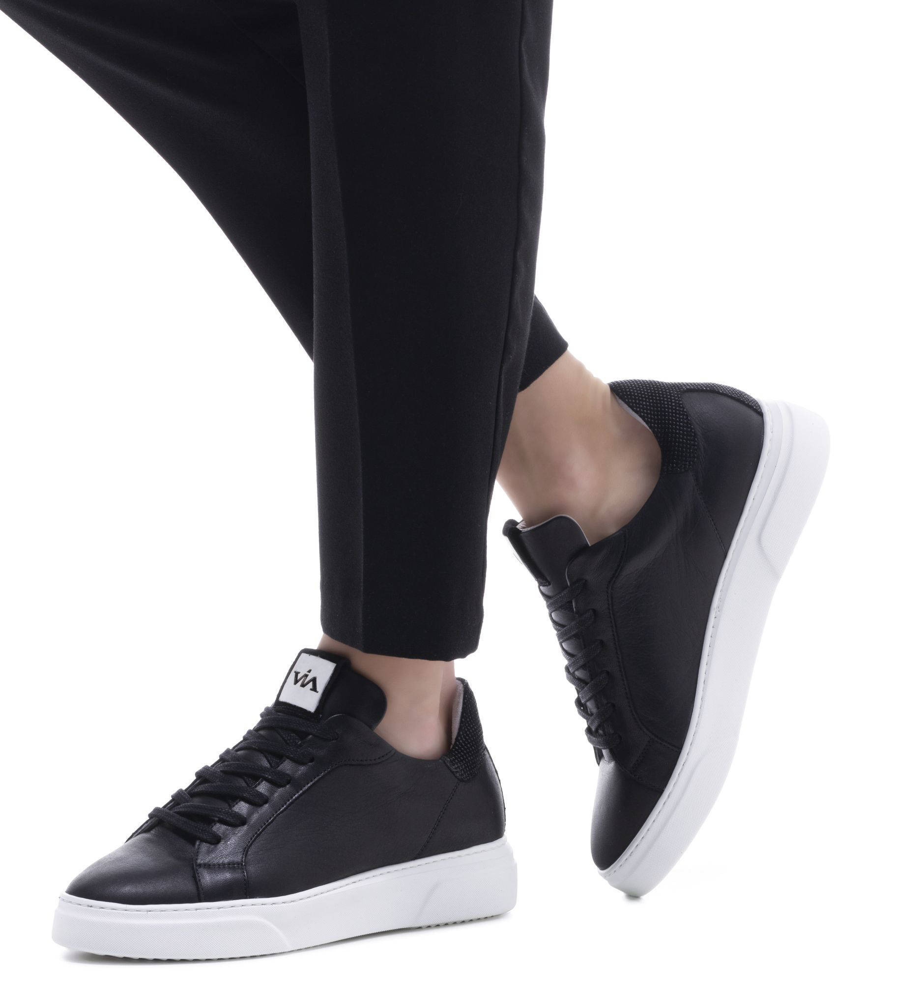 Via Vai 5401010 leren sneakers zwart | wehkamp