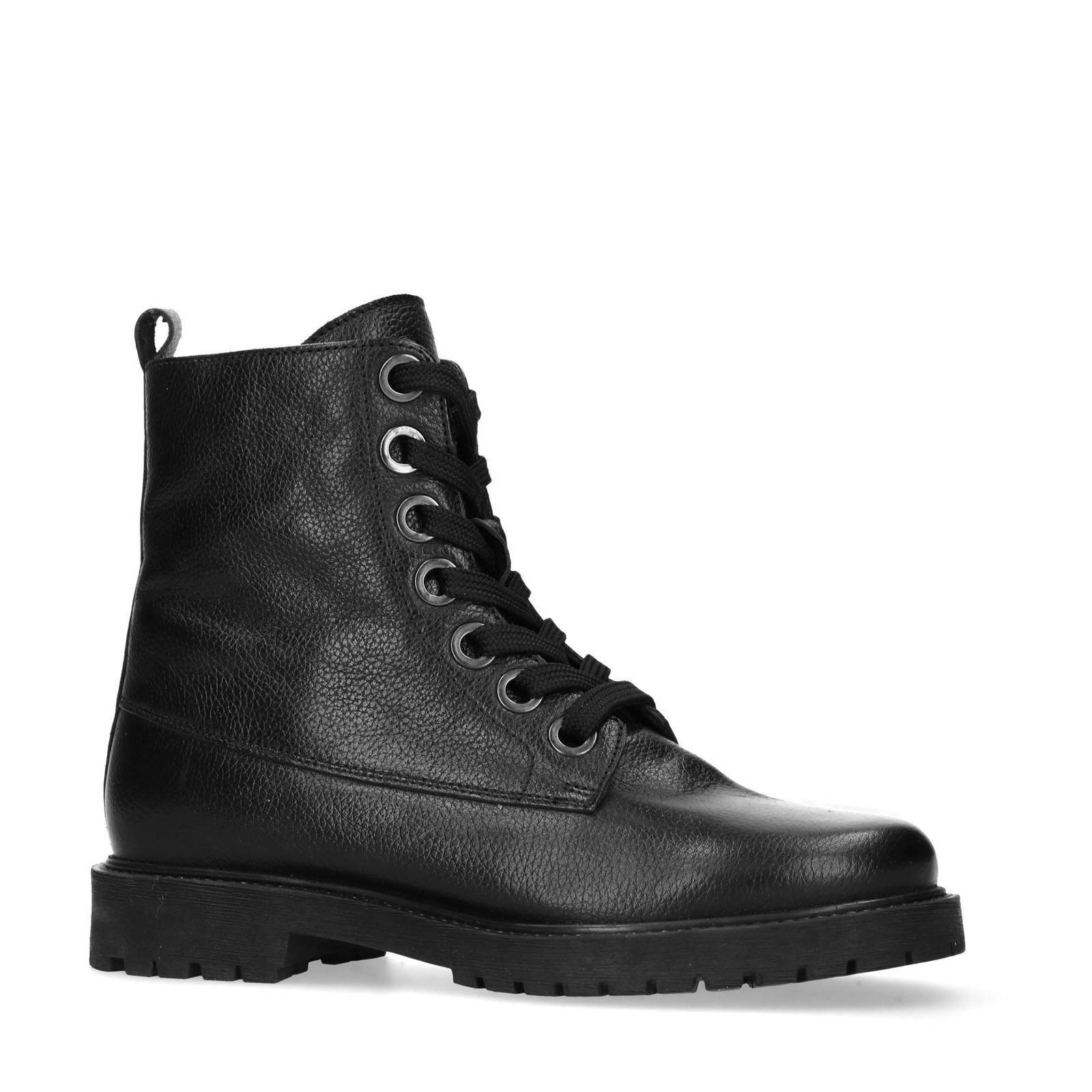 Sacha leren veterboots zwart | wehkamp