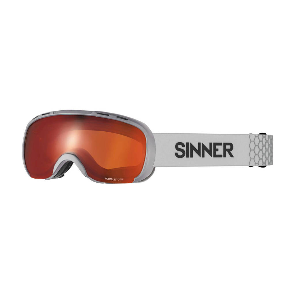 Sinner Jongens/meisjes skibril Marble OTG mat lichtgrijs