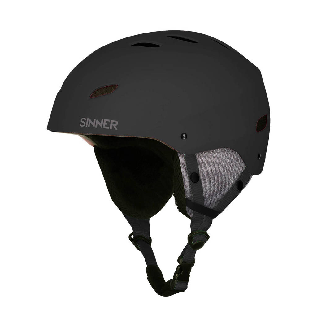 Sinner Jongens/meisjes skihelm Bingham zwart, Mat zwart