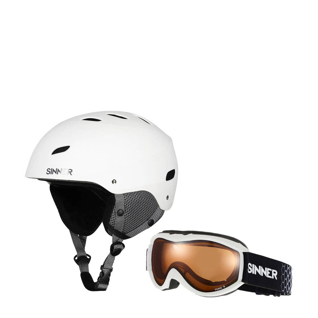 Sinner skihelm en skibril Bingham & Toxic mat wit, Mat wit