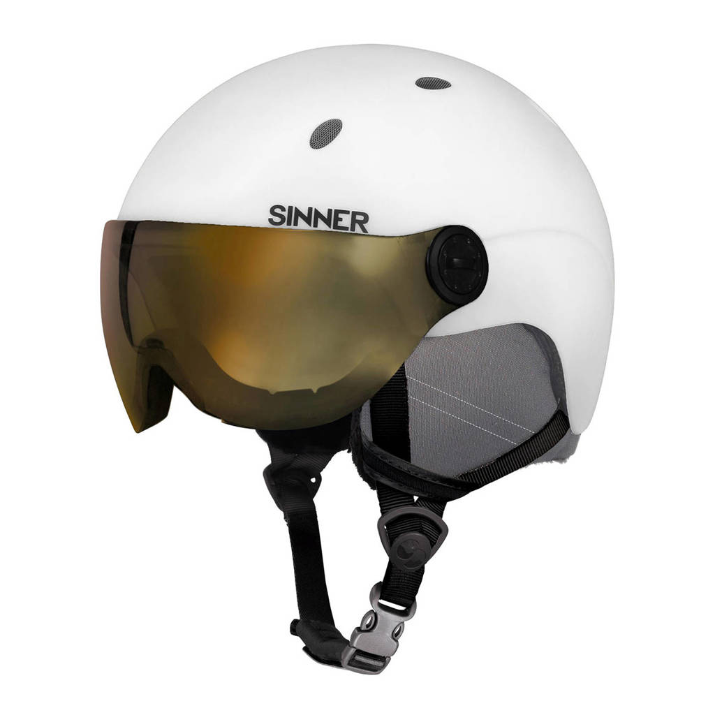 Sinner Jongens/meisjes skihelm met vizier Titan Visor mat wit