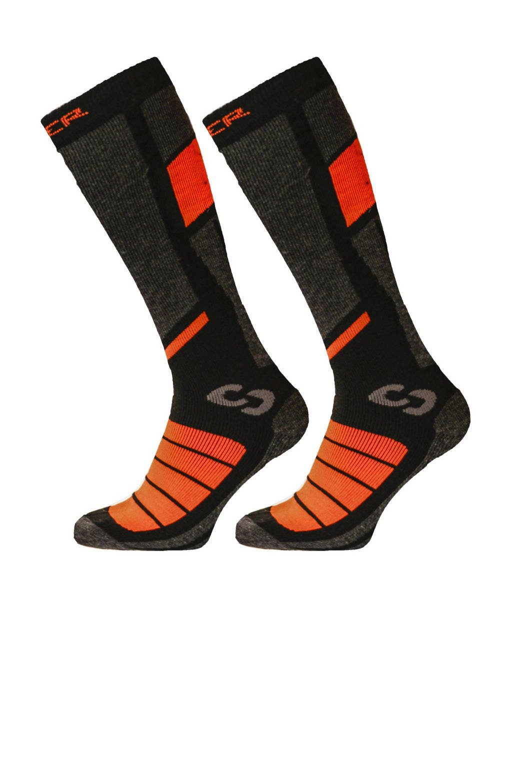 Sinner ski sokken Pro Socks grijs/zwart/oranje (set van 2 paar), Grijs/zwart/oranje
