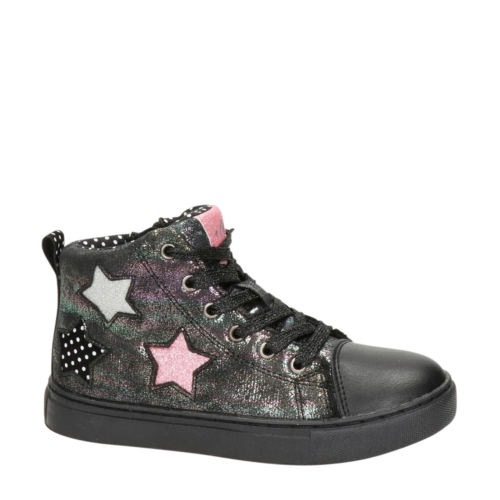 Nelson Kids hoge sneakers met sterren metallic/zwart | wehkamp