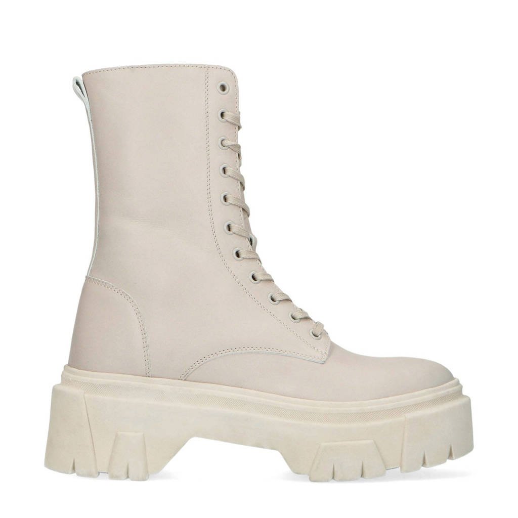 Sacha x Vivian Hoorn leren veterboots off white wehkamp