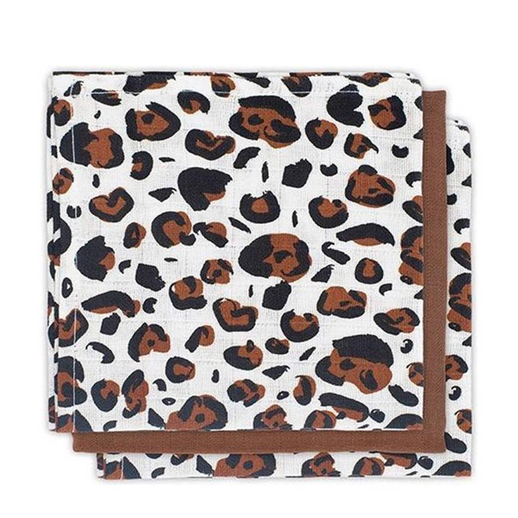 Jollein hydrofiel monddoekje Leopard natural - set van 3 31x31 cm bruin