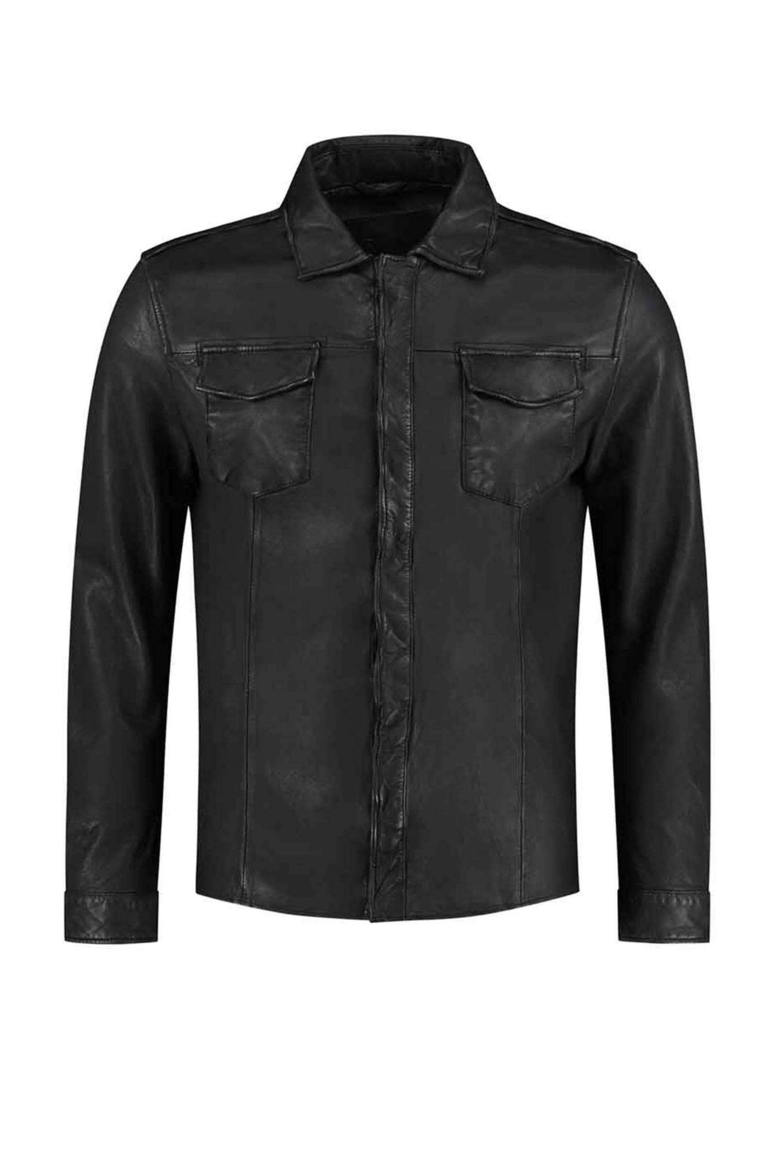 Goosecraft leren jas/overshirt zwart online kopen