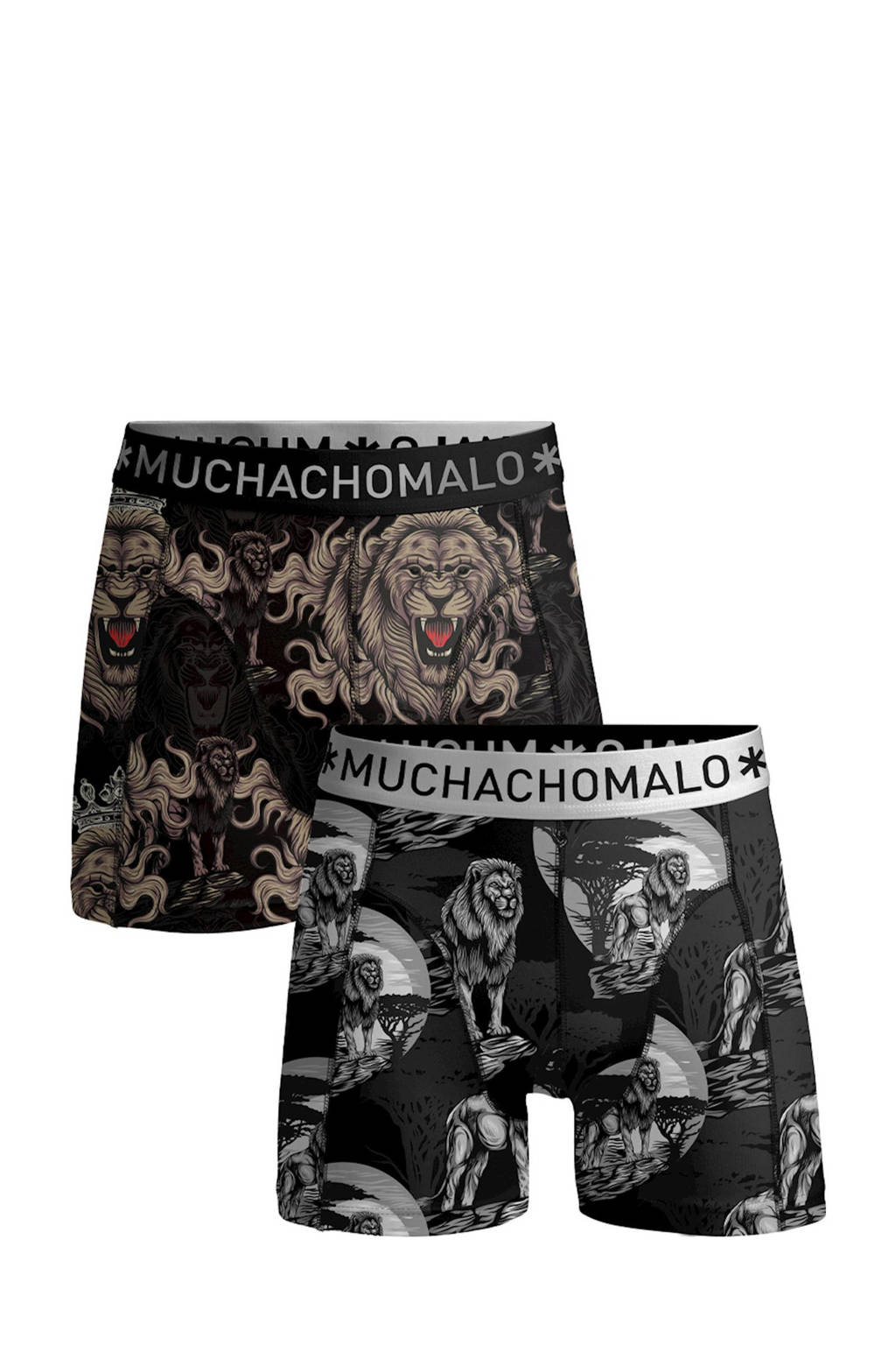 Muchachomalo boxershort Lion King - set van 2, Zwart/grijs/bruin
