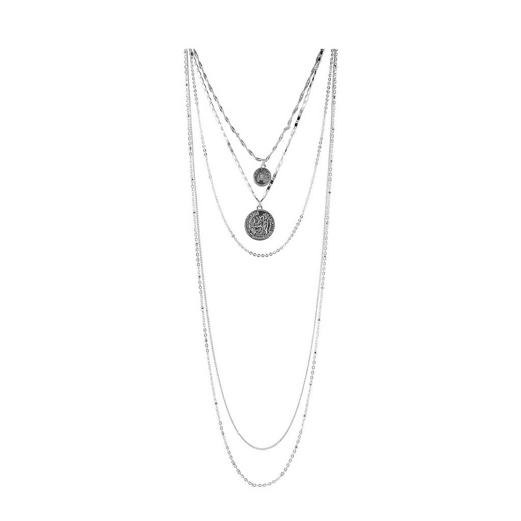 PIECES gelaagde ketting zilverkleurig, Zilverkleurig