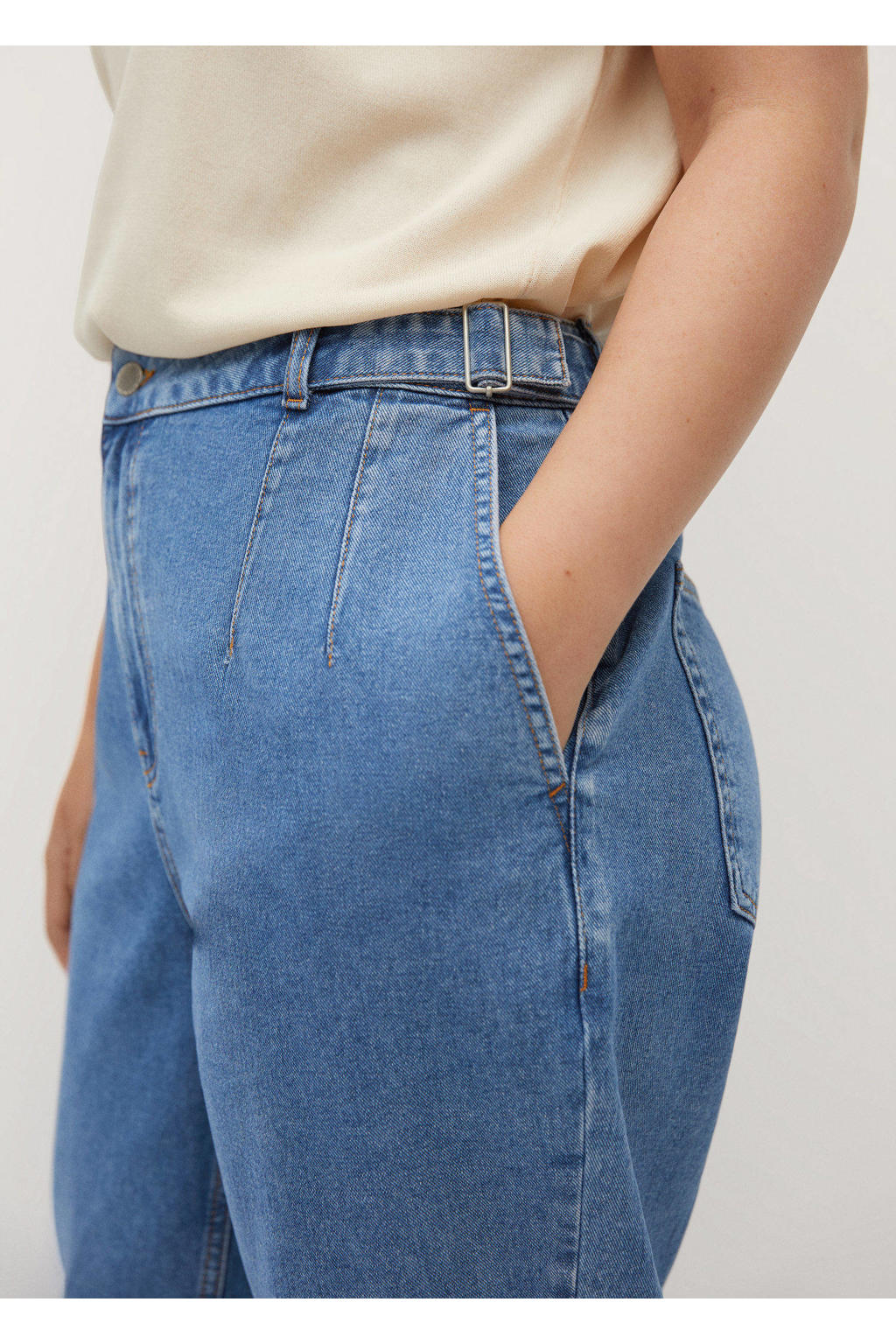 Mango Plus Size pushup mom jeans blauw wehkamp