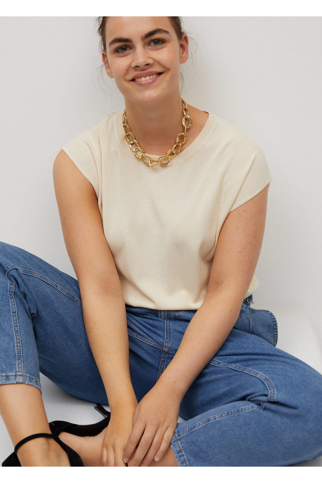 Mango Plus Size pushup mom jeans blauw wehkamp