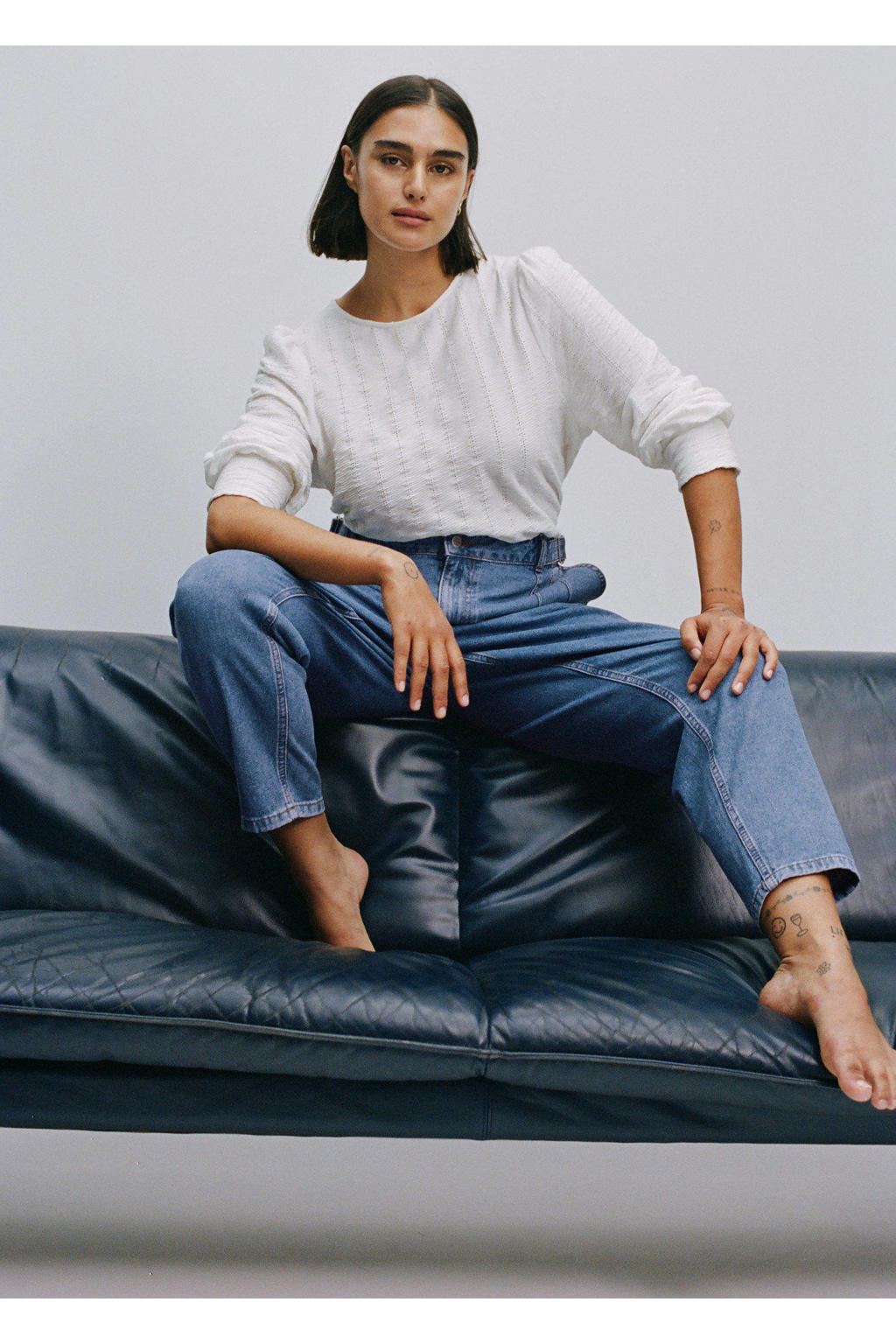 Mango Plus Size pushup mom jeans blauw wehkamp