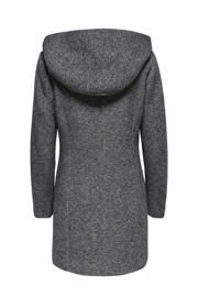 thumbnail: Antraciete dames ONLY gemêleerde coat van polyester met melée print, lange mouwen en rits- en drukknoopsluiting