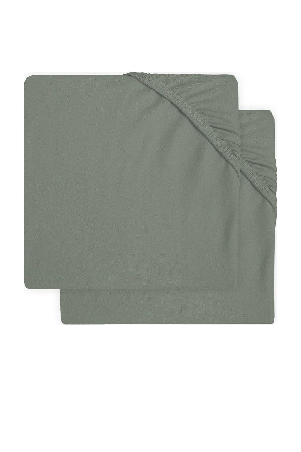 Jollein katoenen jersey ledikant hoeslaken 60x120cm - Ash green (set van 2)