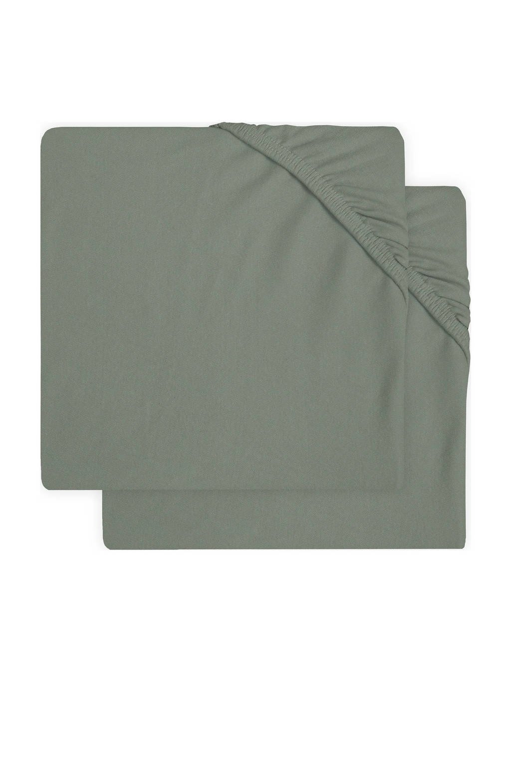 Jollein katoenen jersey ledikant hoeslaken 60x120cm - set van 2 Ash green, Groen