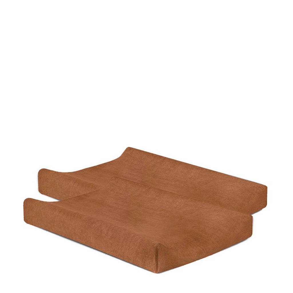 Jollein aankleedkussenhoes badstof 50x70cm - set van 2 caramel, Caramel