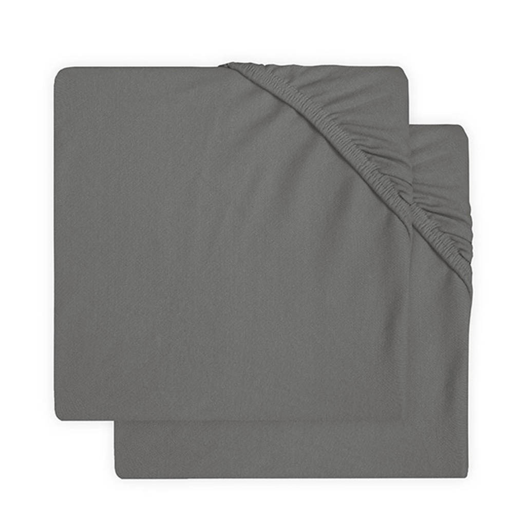 Jollein katoenen jersey ledikant hoeslaken 60x120cm - set van 2 grey, Grijs
