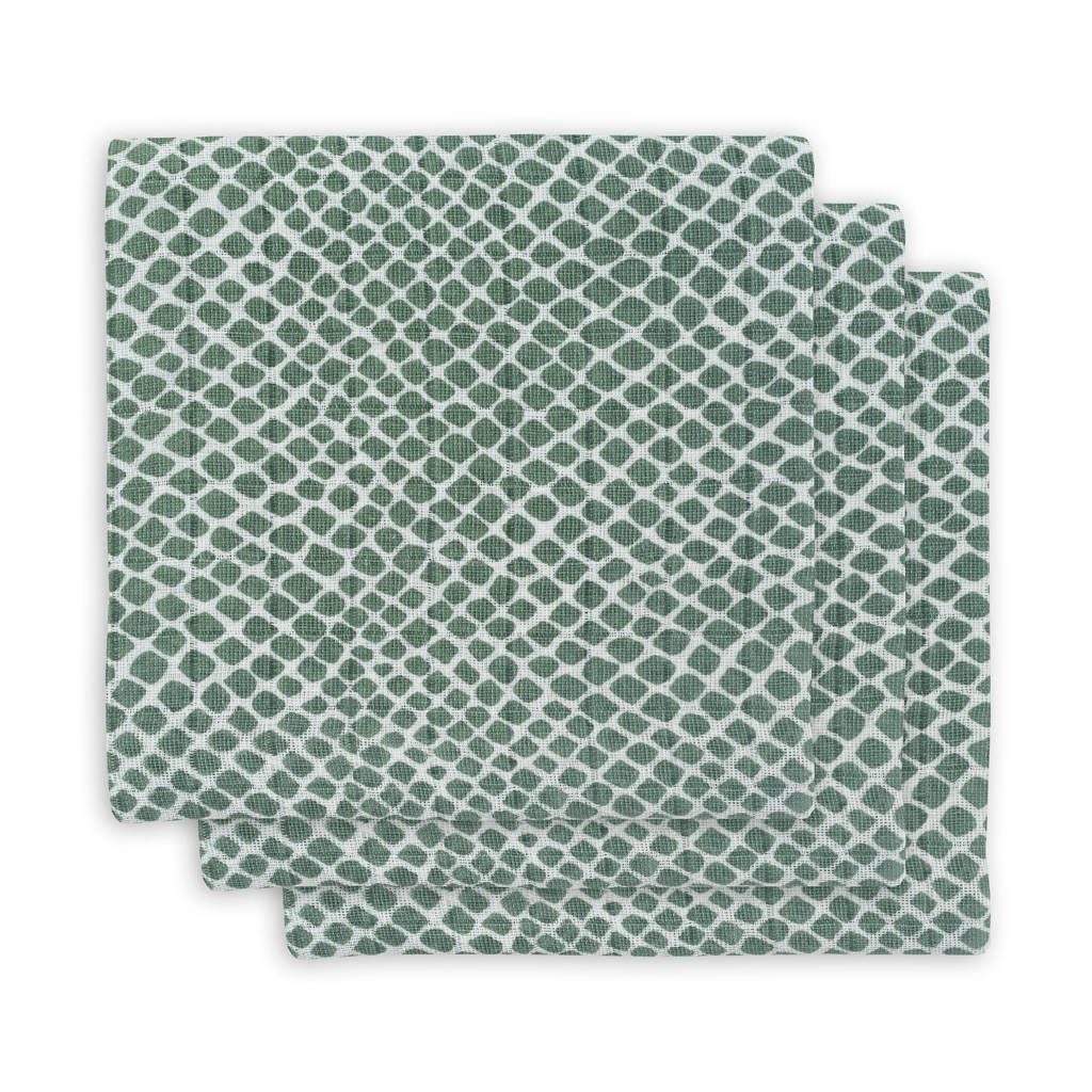 Jollein hydrofiel multidoek small 70x70cm - set van 3 Snake ash green, Groen
