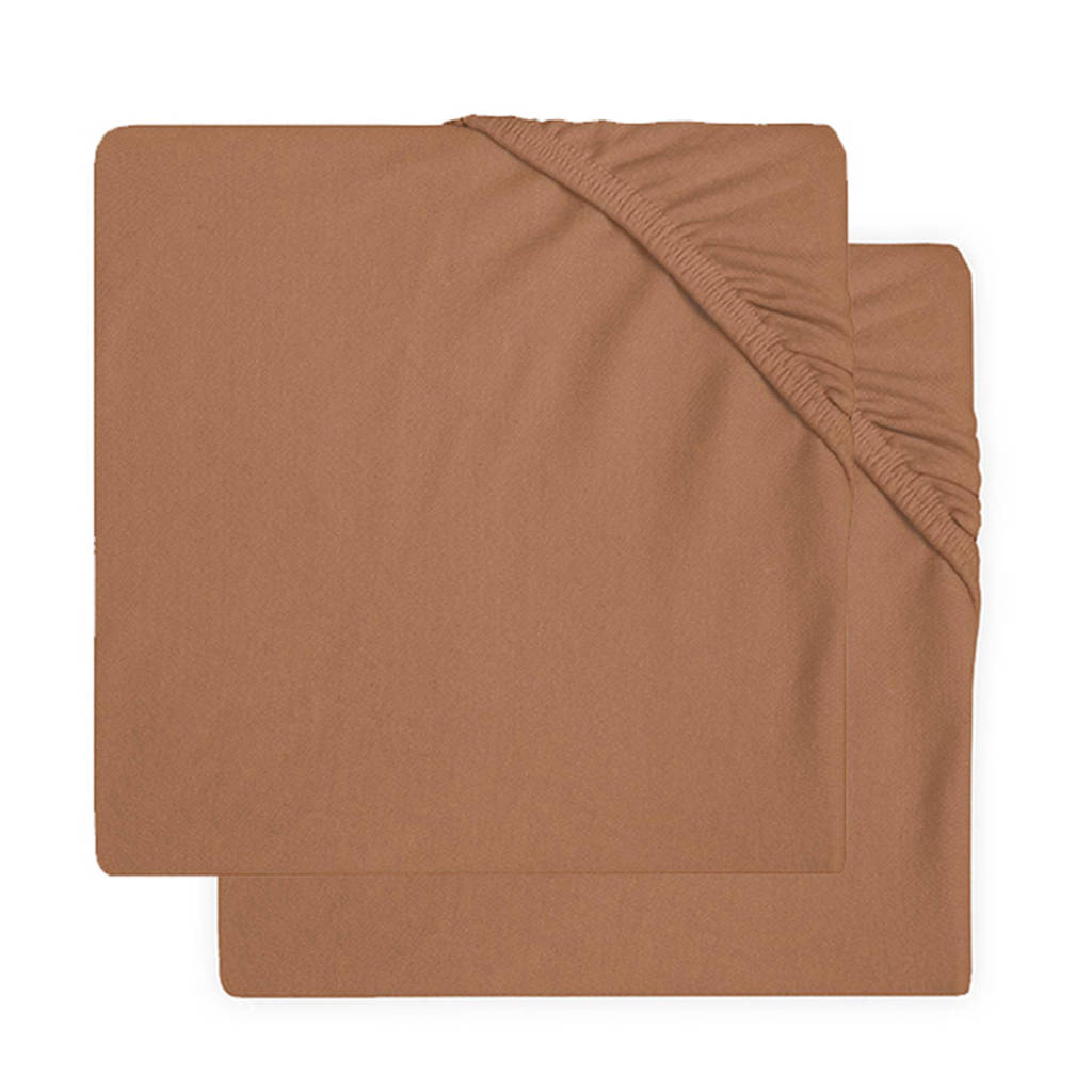 Jollein jersey hoeslaken boxmatras 75x95cm - set van 2 caramel
