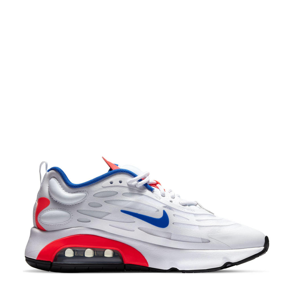 Wit, blauw en rode dames Nike Air Max Exosense sneakers van mesh met veters
