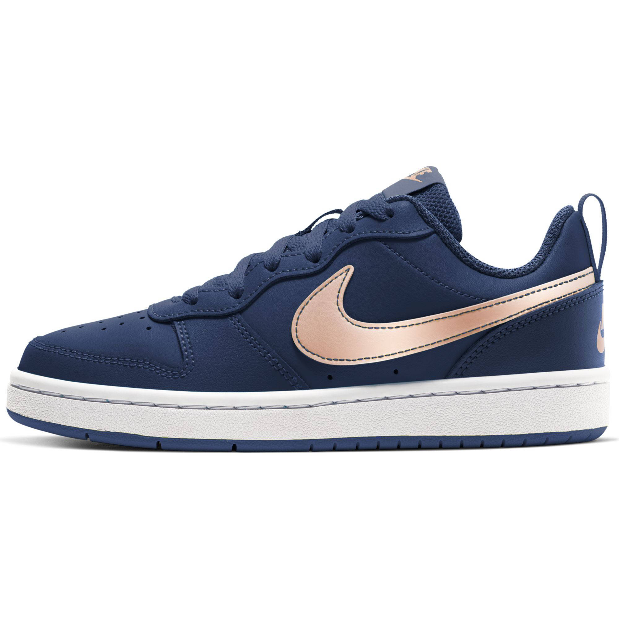 Nike Court Borough Low 2 Gs Leren Sneaker Donkerblauw Brons Wehkamp