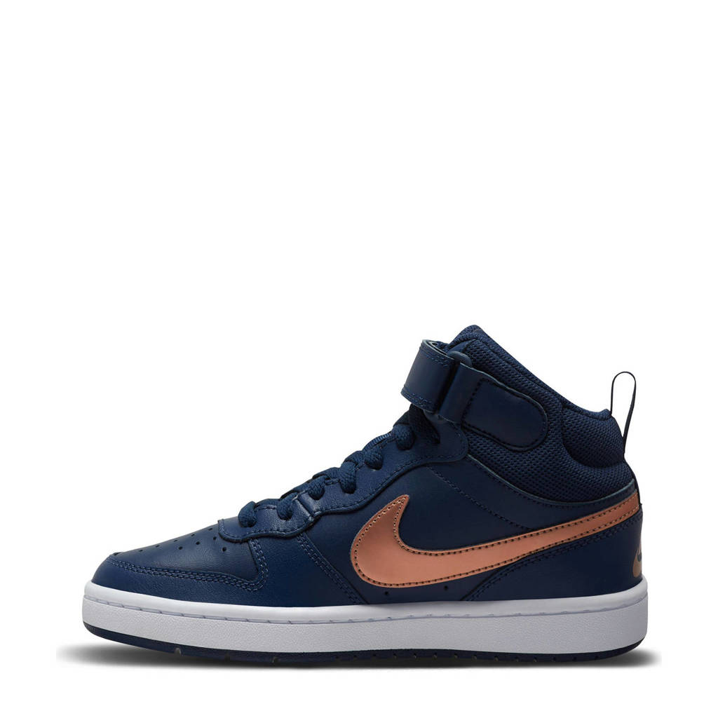 Nike Court Borough Mid 2 Gs Leren Sneakers Donkerblauw Brons Wehkamp
