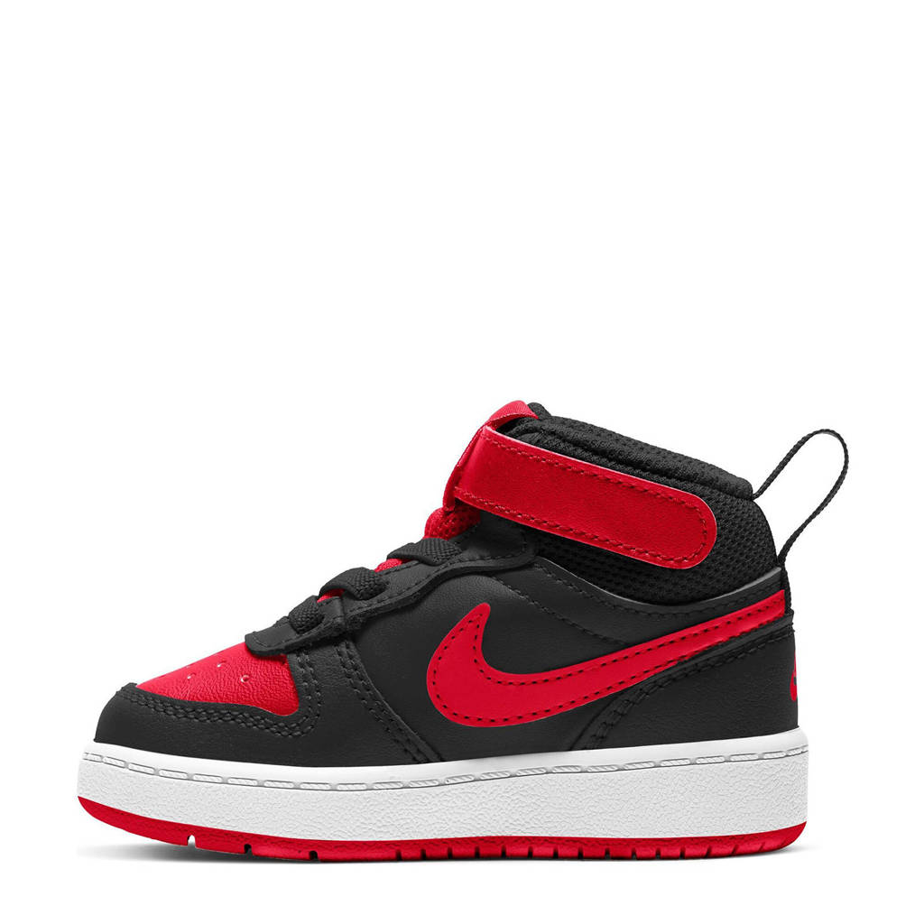 Nike Court Borough Mid 2 Tdv Leren Sneakers Zwart Rood Wehkamp