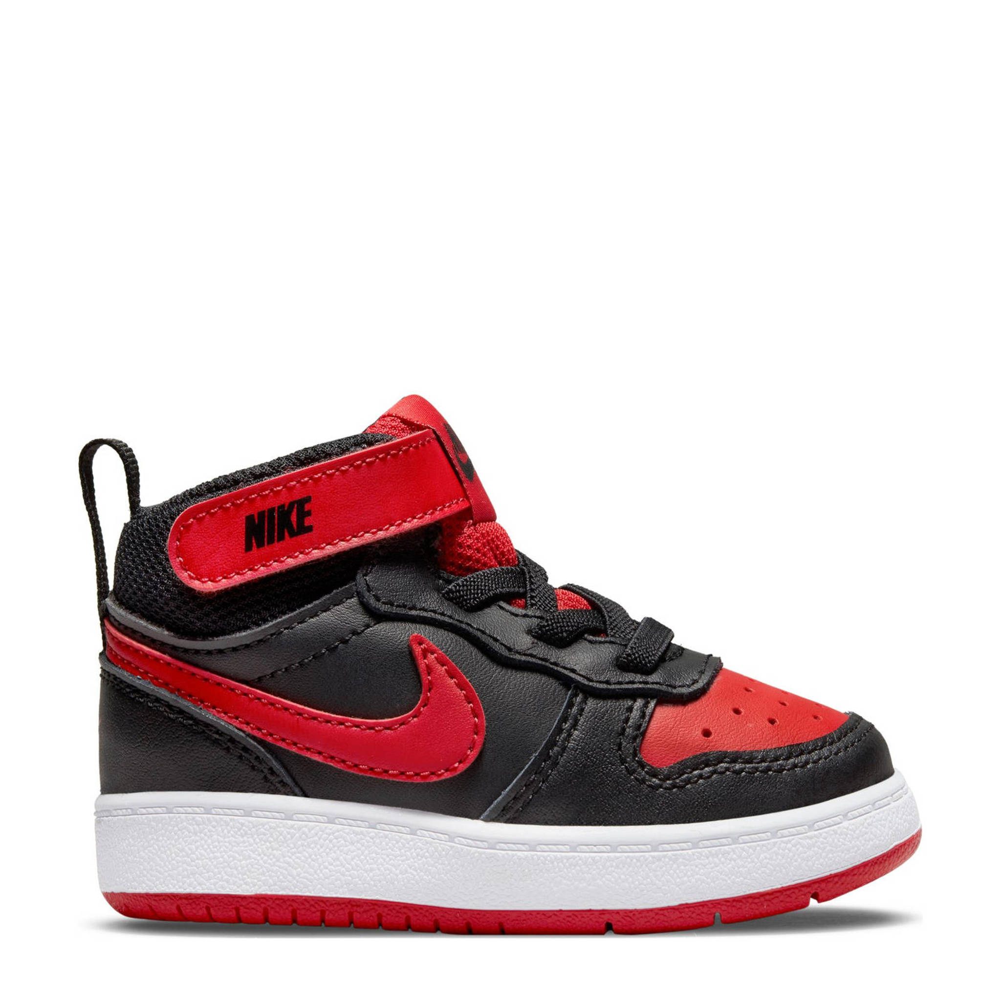 Nike Court Borough Mid 2 Tdv Leren Sneakers Zwart Rood Wehkamp