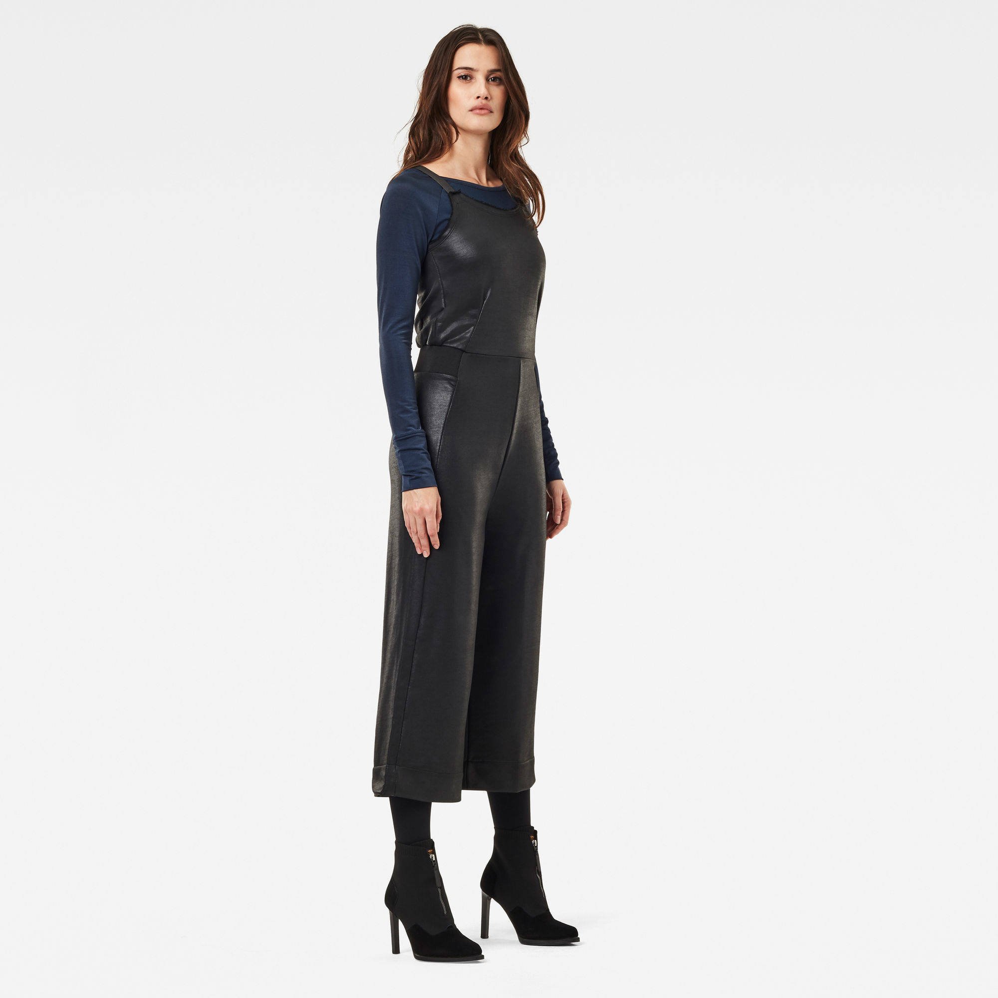 GStar RAW coated jumpsuit van gerecycled polyester 6484/dk black wehkamp