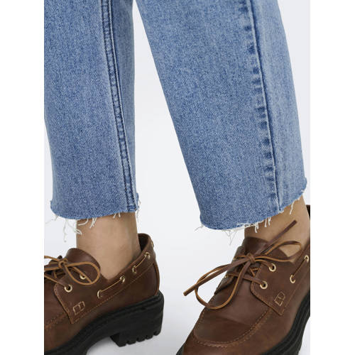 ONLY cropped high waist straight leg jeans ONLEMILY blue light denim afbeelding