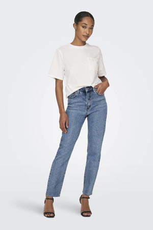 cropped high waist straight leg jeans ONLEMILY blue light denim