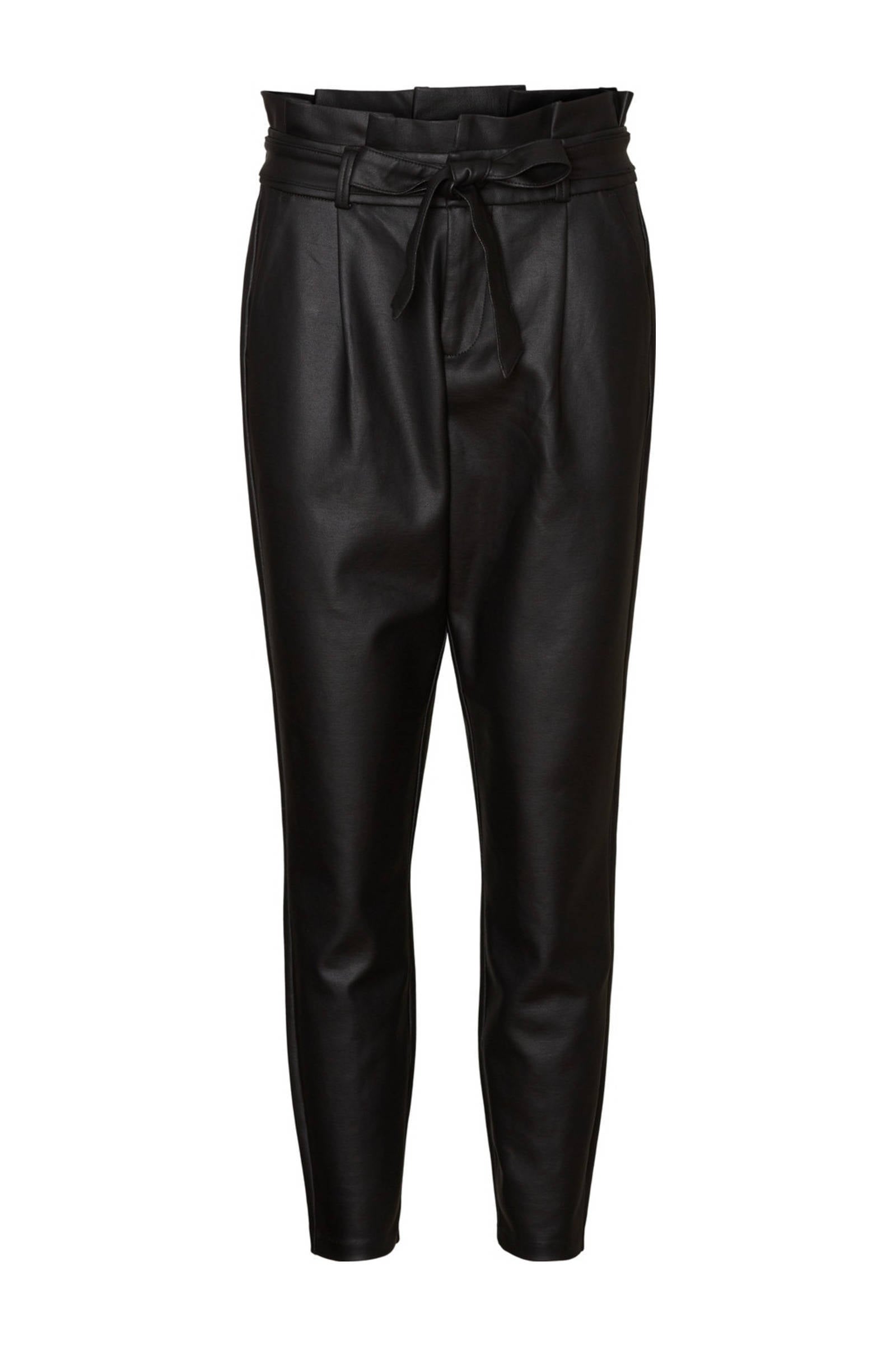 VERO MODA imitatieleren high waist tapered fit broek VMEVA zwart | wehkamp